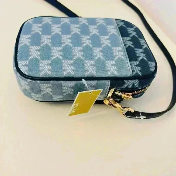 Michael Kors Sloan Editor Purse Small Phone Logo Jacquard Crossbody Navy - Picture 5 of 10